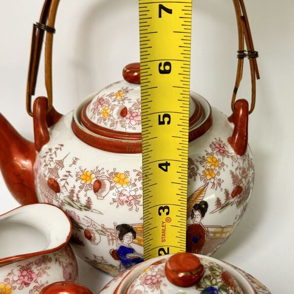 Japanese Kutani Style Full Tea Set Eggshell Porcelain Geisha 20 Piece (read) - Picture 16 of 16